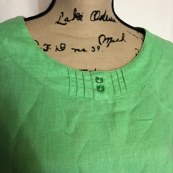 Choices sz s green 3/4 sleeve top linen peasant - Picture 3 of 7